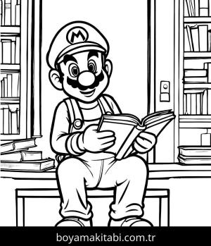 Mario boyama sayfası,  coloring page, canlı, çocuklar için, modern