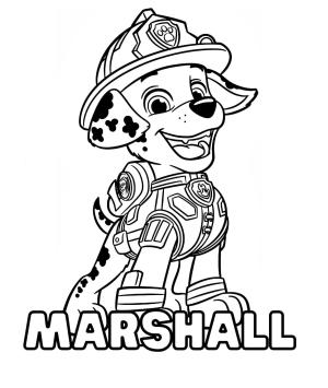 Marshall Paw Patrol boyama sayfası,  coloring page, Sevimli Marshall resmi, 