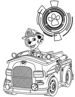 Marshall Paw Patrol boyama sayfası,  coloring page, Gülümseyen Marshall Paw Patrol, 