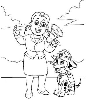 Marshall Paw Patrol boyama sayfası,  coloring page, Mayor Goodway ve Marshall Paw Patrol, 