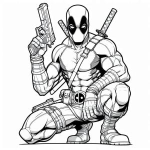 Marvel boyama sayfası,  coloring page, Marvel’da Deadpool’u çizin, 