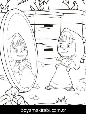 Maşa ile Koca Ayı boyama sayfası – kolay boyama, eğitici aktivite