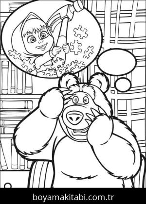 Maşa ile Koca Ayı boyama sayfası – eğitici aktivite, yaratıcılık