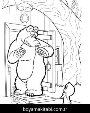 Maşa ile Koca Ayı boyama sayfası – boyama çalışması, yaratıcılığı geliştirir