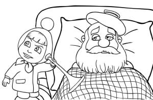 Maşa ile Koca Ayı boyama sayfası,  coloring page, Maşa ve Noel Baba, 