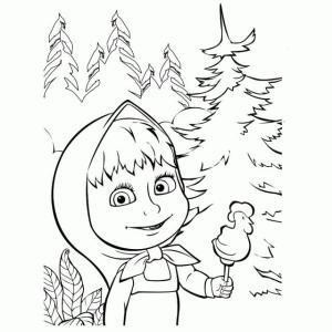 Maşa ile Koca Ayı boyama sayfası,  coloring page, Gülümseyen Maşa, 