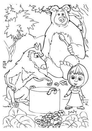 Maşa ile Koca Ayı boyama sayfası,  coloring page, Maşa Mutfağı, 