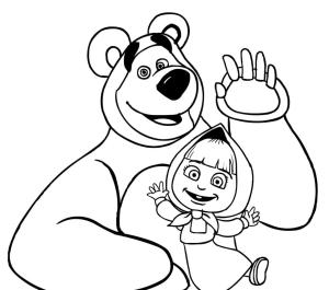 Maşa ile Koca Ayı boyama sayfası,  coloring page, Mutlu Maşa ve Ayı, 