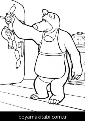 Maşa ile Koca Ayı boyama sayfası – ücretsiz yazdır, boyama etkinliği