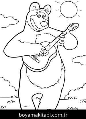 Maşa ile Koca Ayı boyama sayfası – çizgi film temalı, basit çizim