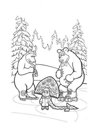 Maşa ile Koca Ayı boyama sayfası,  coloring page, Maşa ve Ayı’yı Ücretsiz Çiz, 