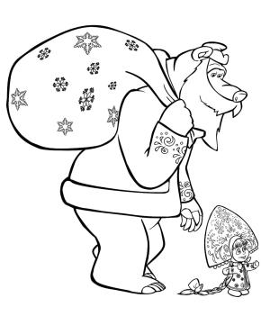 Maşa ile Koca Ayı boyama sayfası,  coloring page, Maşa ve Ayı Noel’de, 