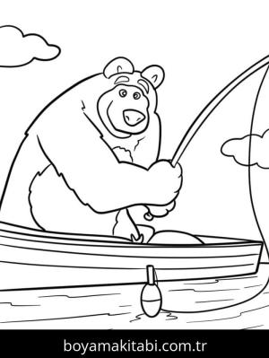 Maşa ile Koca Ayı boyama sayfası – el becerilerini geliştirir, boyama çalışması