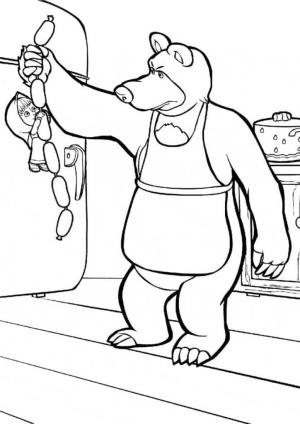 Maşa ile Koca Ayı boyama sayfası,  coloring page, Dişi Ayı ve Maşa, 