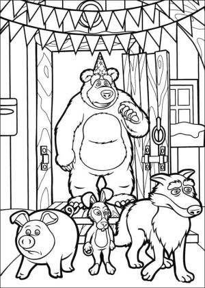 Maşa ile Koca Ayı boyama sayfası,  coloring page, Maşa ve Ayı Ücretsiz Yazdırılabilir, 