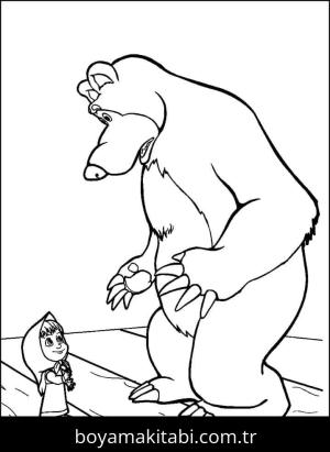 Maşa ile Koca Ayı boyama sayfası – eğlenceli etkinlik, el becerilerini geliştirir