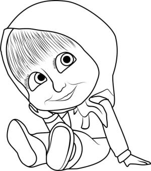 Maşa ile Koca Ayı boyama sayfası,  coloring page, Bebek Maşa Gülümseyen, 