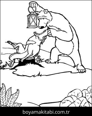 Maşa ile Koca Ayı boyama sayfası – çocuklar için, çizgi film temalı