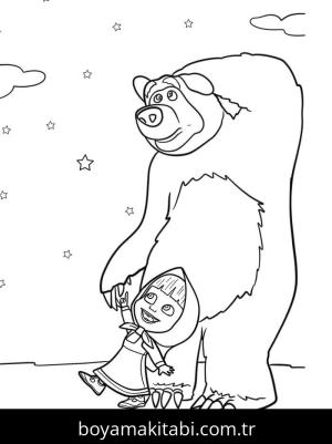 Maşa ile Koca Ayı boyama sayfası – renkli çizimler, okul öncesi