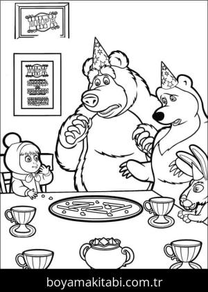 Maşa ile Koca Ayı boyama sayfası – çocuklar için, çizgi film temalı