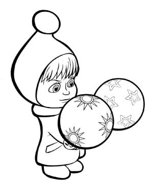 Maşa ile Koca Ayı boyama sayfası,  coloring page, Maşa ve Top, 