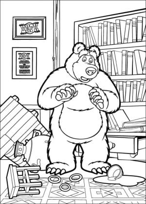 Maşa ile Koca Ayı boyama sayfası,  coloring page, Ayı Berbat Ediyor, 