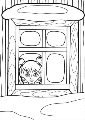 Maşa ile Koca Ayı boyama sayfası,  coloring page, Üzgün ​​Maşa, 