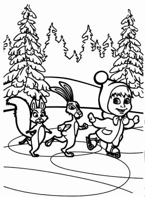 Maşa ile Koca Ayı boyama sayfası,  coloring page, Noel’de Masha, 