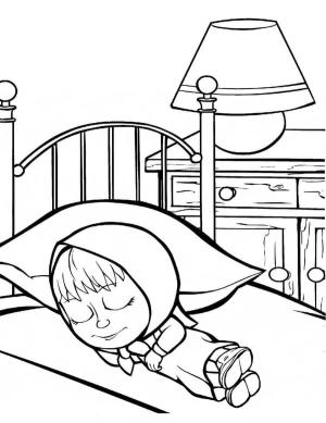 Maşa ile Koca Ayı boyama sayfası,  coloring page, Maşa Uyku, 