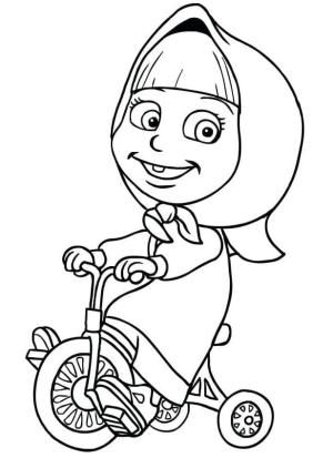 Maşa ile Koca Ayı boyama sayfası,  coloring page, Üç Tekerlekli Bisikletteki Maşa, 