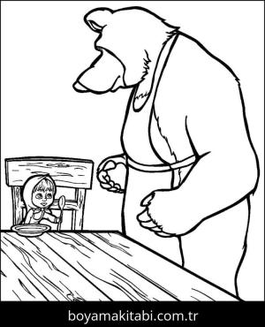 Maşa ile Koca Ayı boyama sayfası – keyifli zaman, renkli çizimler