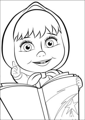 Maşa ile Koca Ayı boyama sayfası,  coloring page, Maşa Kitap Okuyor, 