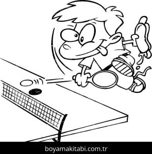 Masa Tenisi boyama sayfası – basit çizim, kolay boyama