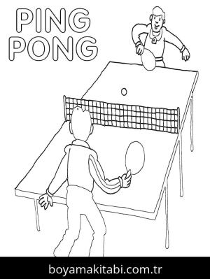 Masa Tenisi boyama sayfası – PDF indir, sevimli karakter