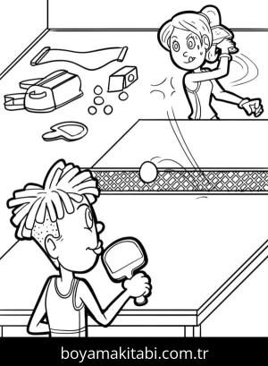 Masa Tenisi boyama sayfası – sanatsal çalışma, çocuklar için