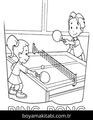 Masa Tenisi boyama sayfası – sanatsal çalışma, çocuklar için