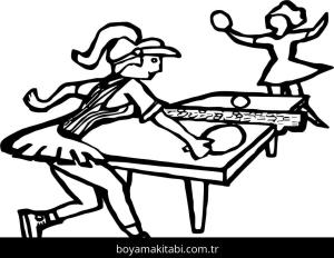 Masa Tenisi boyama sayfası – PDF indir, sevimli karakter