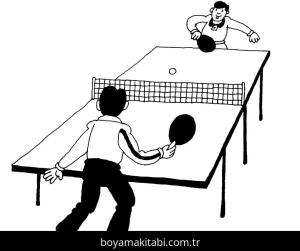 Masa Tenisi boyama sayfası – çocuklar için, çizgi film temalı
