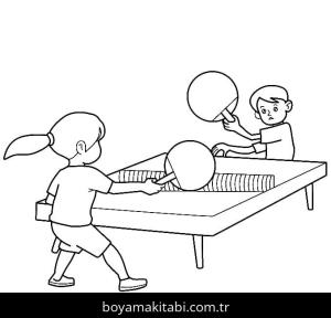 Masa Tenisi boyama sayfası – çocuk aktivitesi, PDF indir