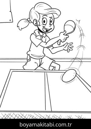 Masa Tenisi boyama sayfası – basit çizim, kolay boyama