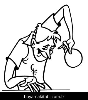 Masa Tenisi boyama sayfası – çizgi film temalı, basit çizim