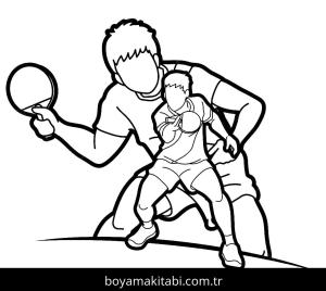 Masa Tenisi boyama sayfası – eğlenceli etkinlik, el becerilerini geliştirir