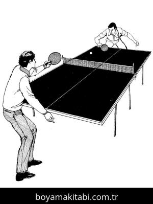 Masa Tenisi boyama sayfası – kolay boyama, eğitici aktivite