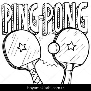 Masa Tenisi boyama sayfası – çizgi film temalı, basit çizim