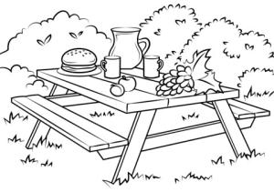 Masa boyama sayfası,  coloring page, Tabloda Yemek, 