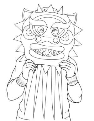 Maske boyama sayfası,  coloring page, Çin Yeni Yılına Hazırlık, 