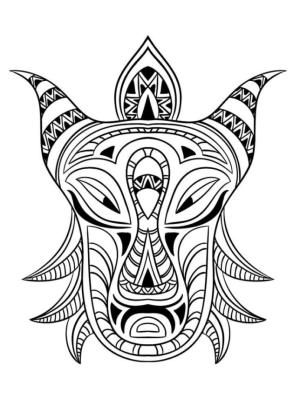 Maske boyama sayfası,  coloring page, Kızılderili totem maskesi, 