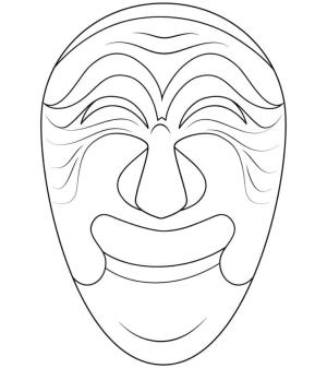 Maske boyama sayfası,  coloring page, Gülen maskeli balo maskesi, 