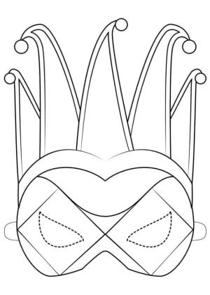 Maske boyama sayfası,  coloring page, Parlak soytarı maskesi, 