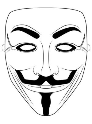 Maske boyama sayfası,  coloring page, Guy Fawkes anonim maskesi, 